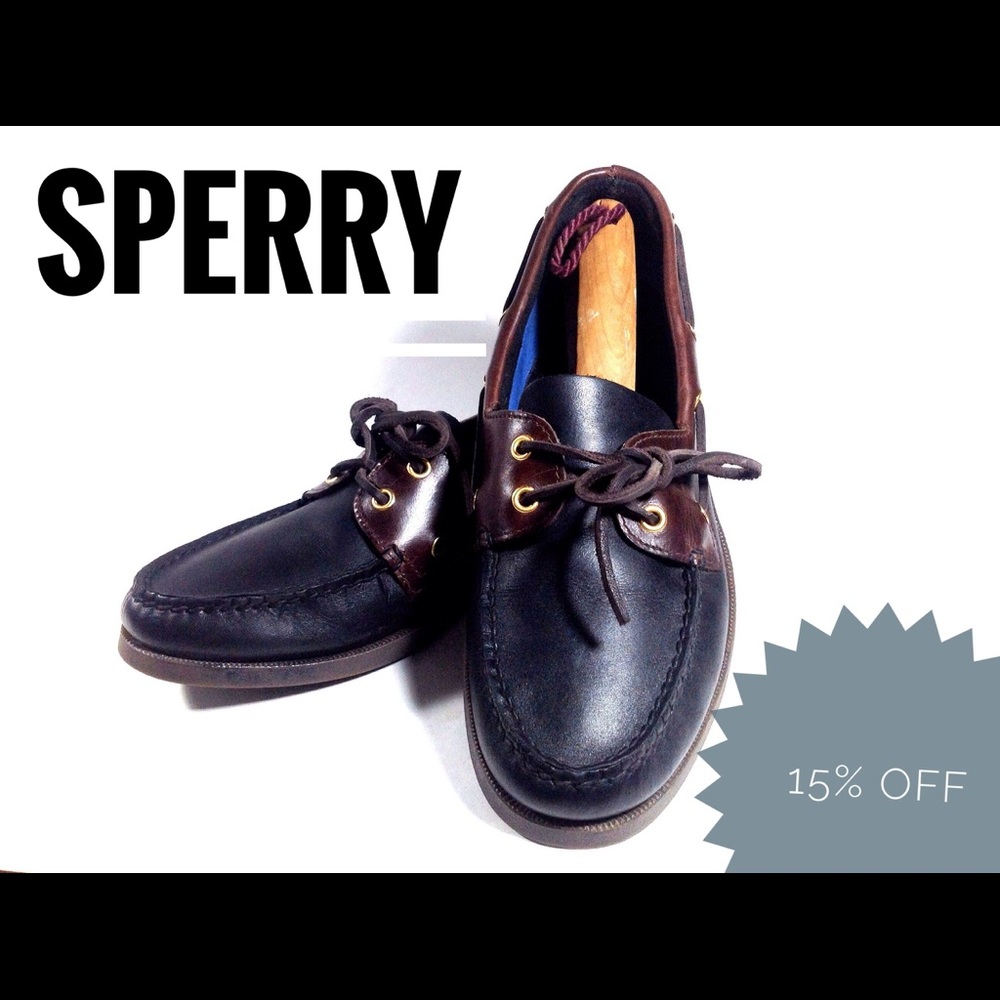 Sperry Top Sider Black Boat Shoes Size 10